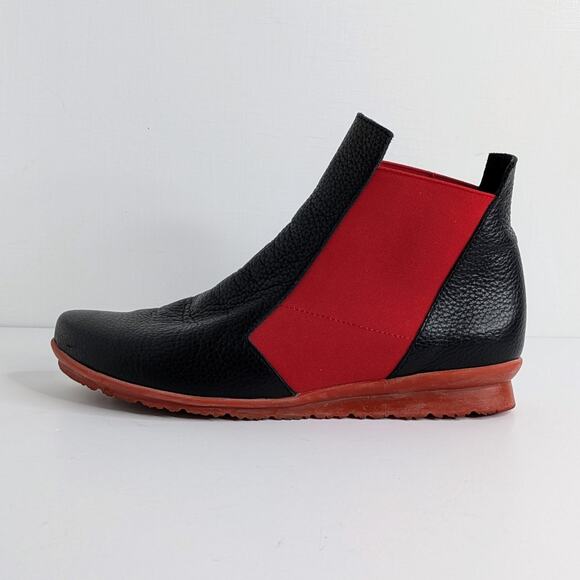 Arche Barssy Chelsea Bootie 38 Black Red Leather Made in France Comfort 7.5-8 - Picture 5 of 13